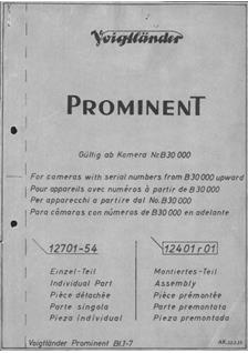 Voigtlander Prominent manual. Camera Instructions.